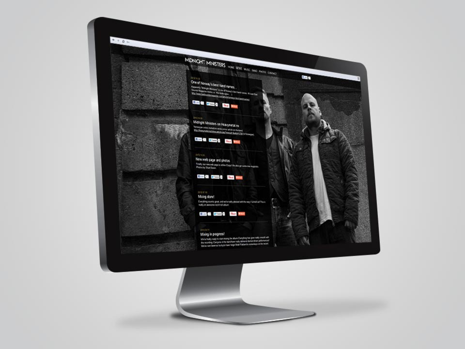 Design av nettside for rockegruppa Midnight Ministers