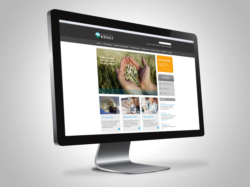 Webdesign av www.kalk.no for Franzefoss Minerals