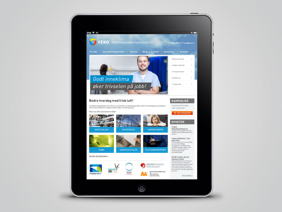 Design av nettside for Ventilasjonskompetanse AS